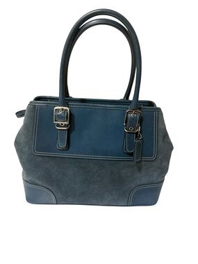Suede and leather handbag, Coach Hampton satchel
